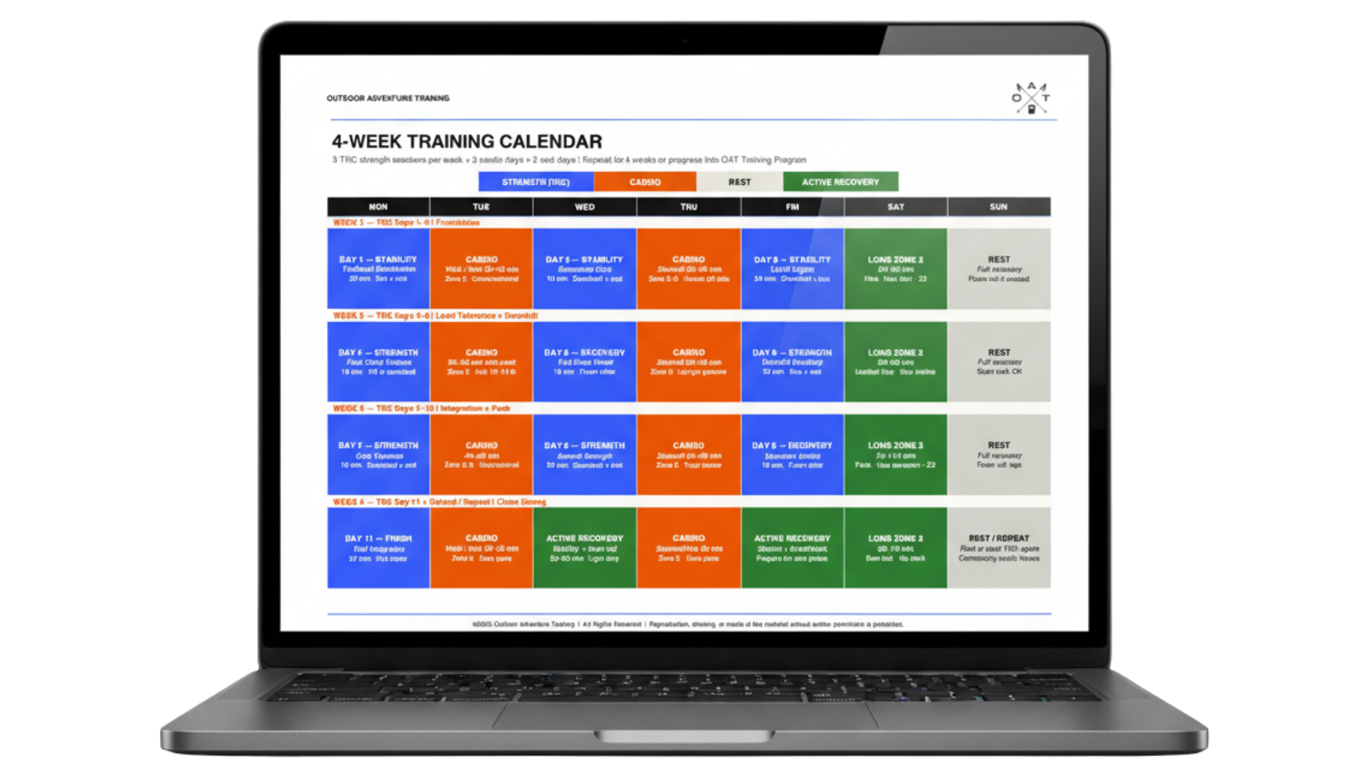 4-Week Training Calendar