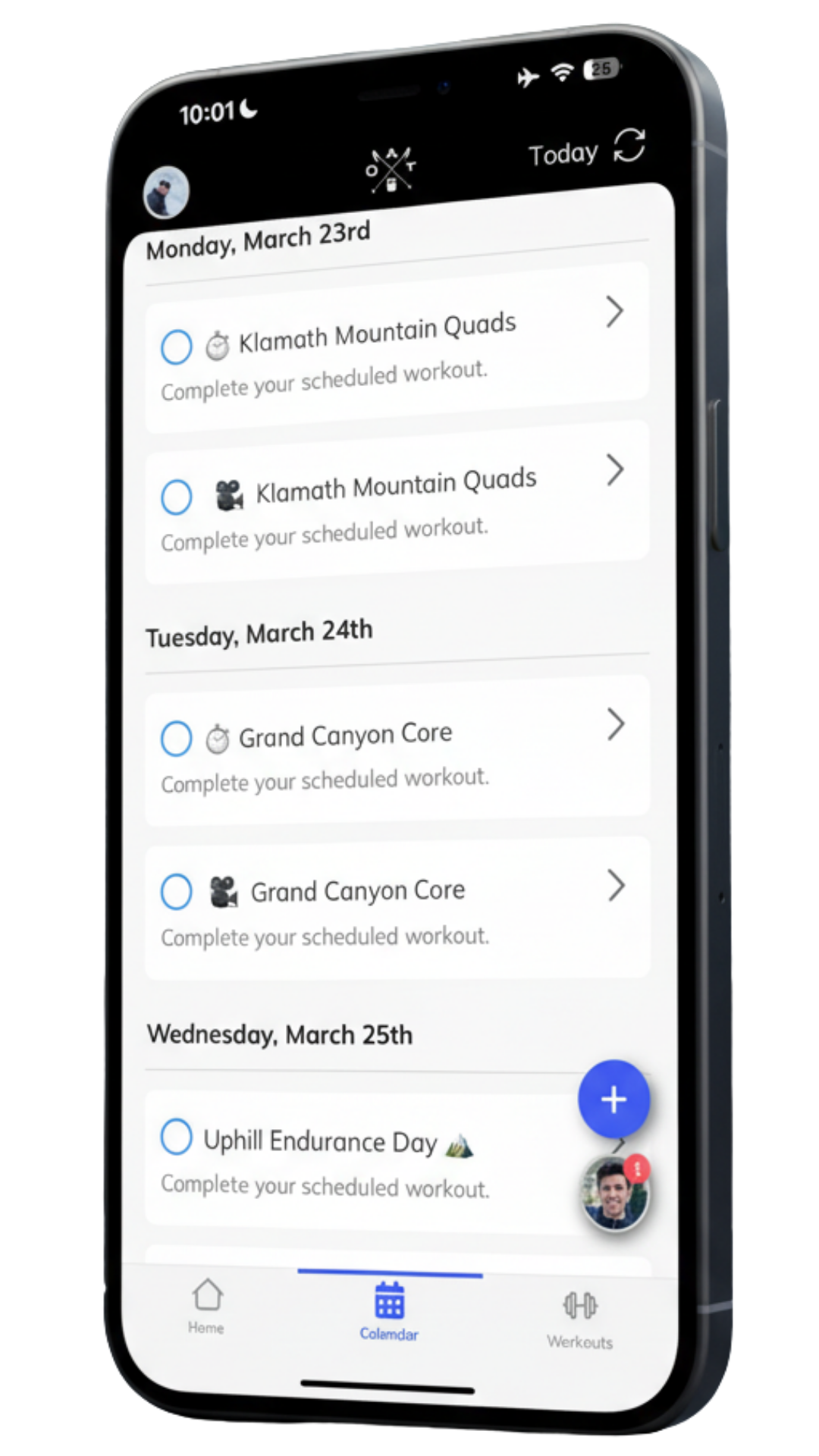OAT Fit App Calendar View