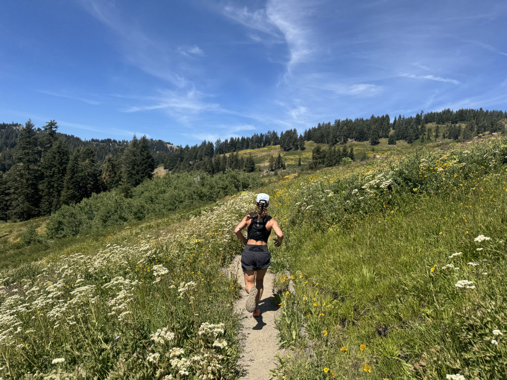 Trail runner on a beautiful spring trail