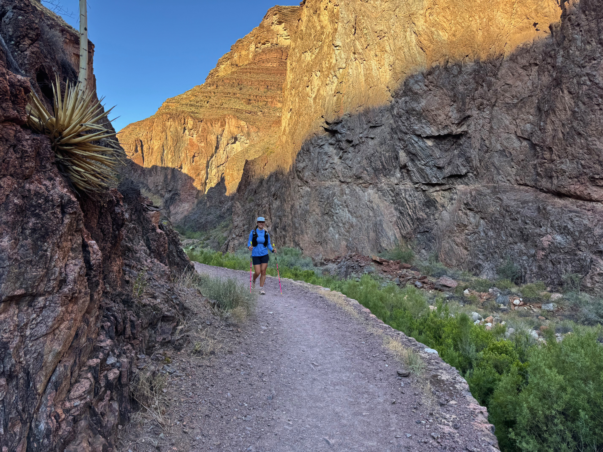 Emily smiling in the Box Canyon at morning alpine glow
