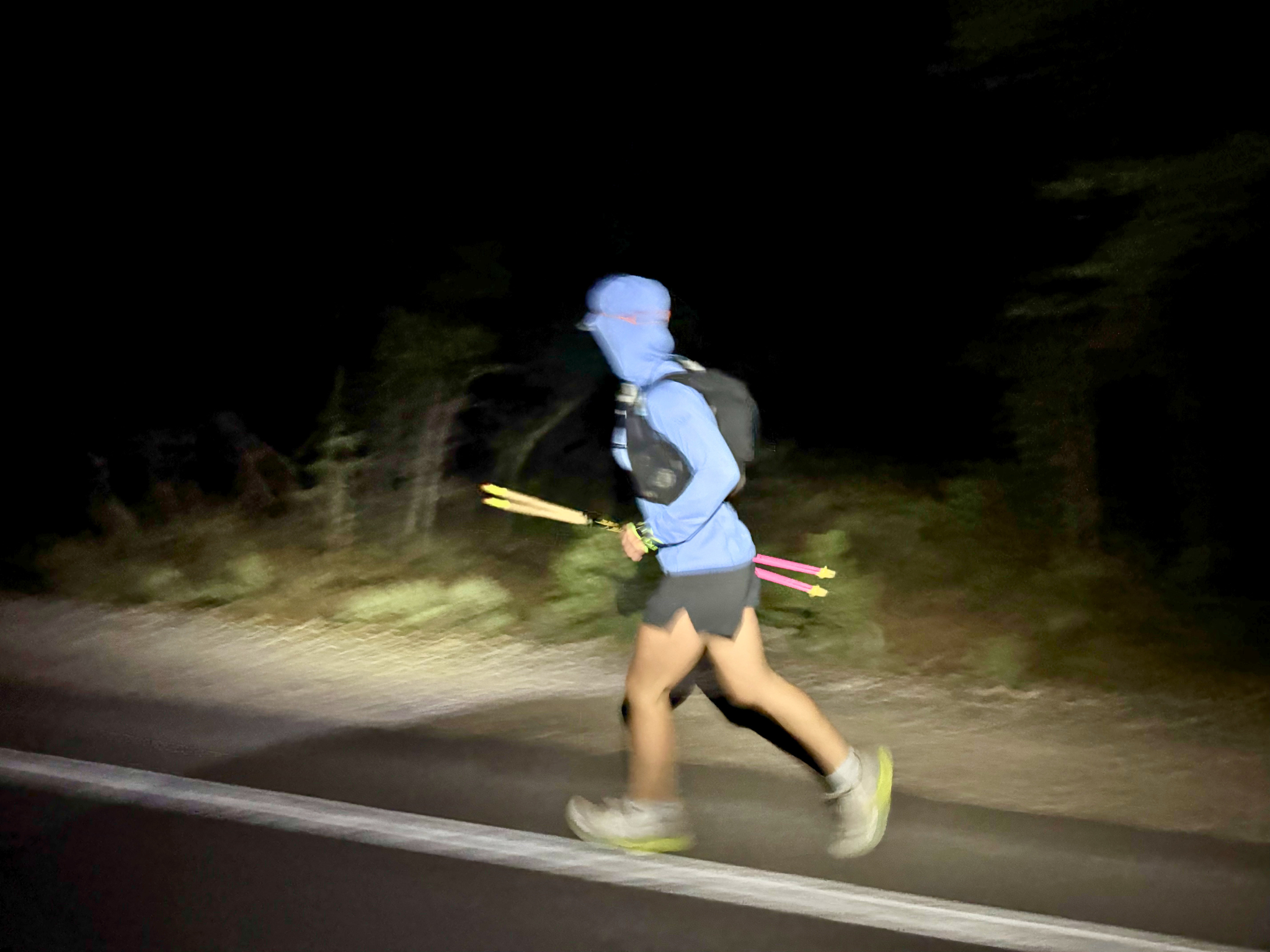 Running by headlamp at 4am, Mather Campground