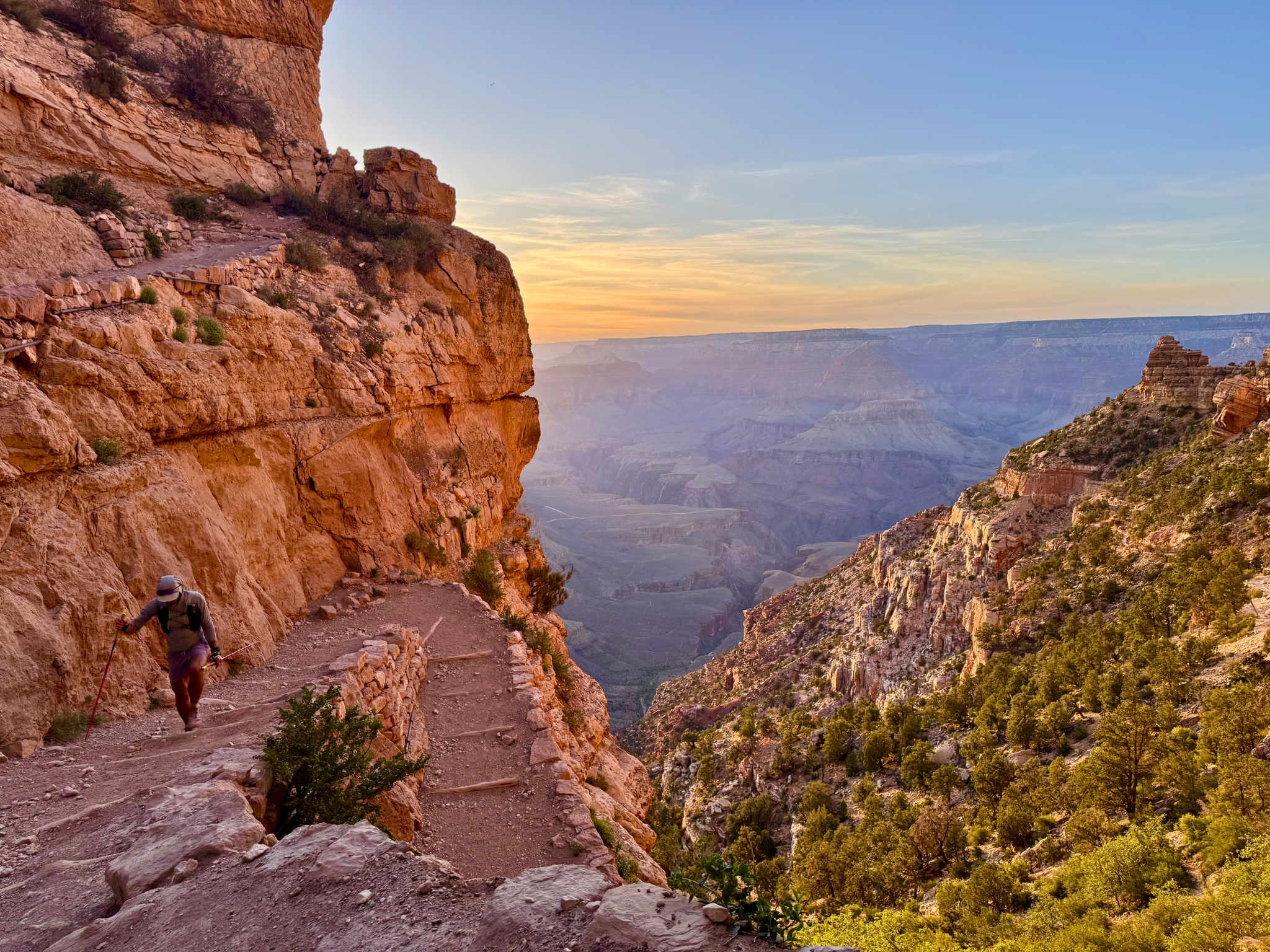 Cresting the South Kaibab Trail at sunset