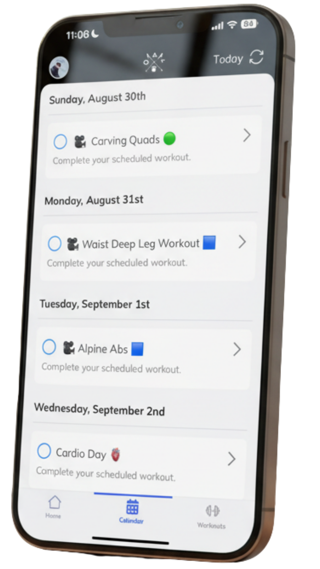 OAT Fit App Calendar View