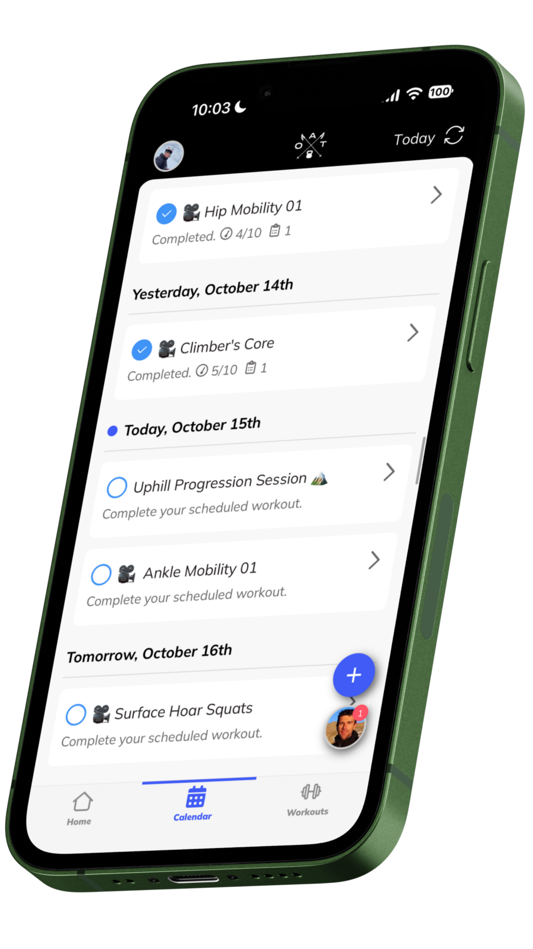 OAT Fit App Calendar View